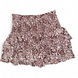 Boho Ruffle Smocked Skort Small Paisley Cottagecore Festival